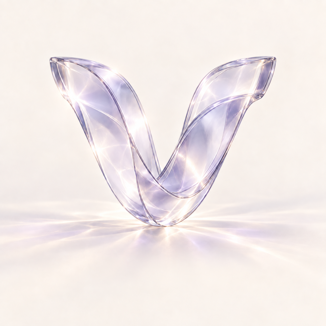 A translucent lavender glass sculpture